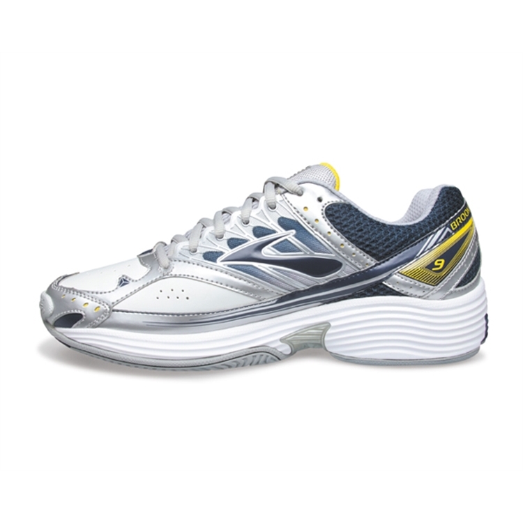 brooks Men\'s Liberty 9 Leather White / Insignia Blue / Lemon