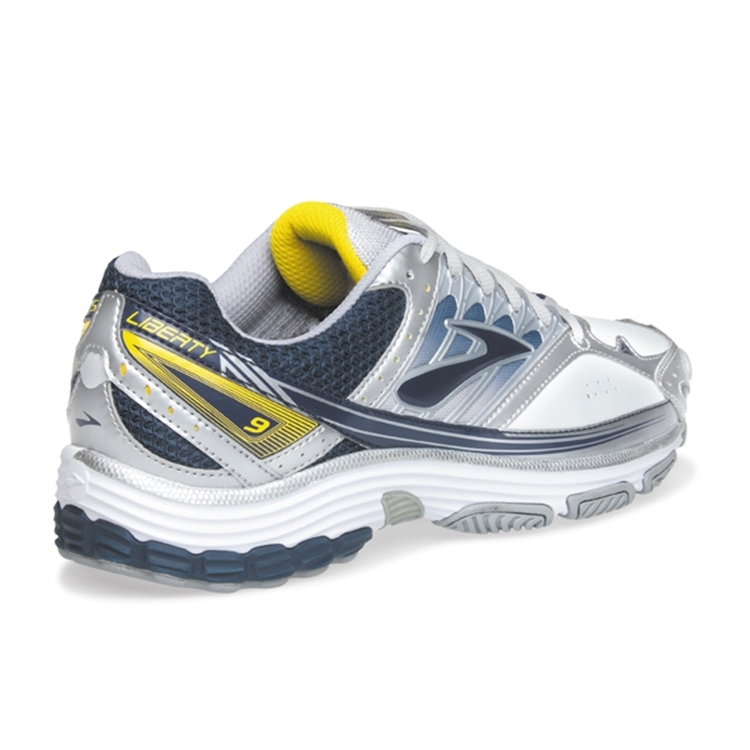 brooks Men\'s Liberty 9 Leather White / Insignia Blue / Lemon