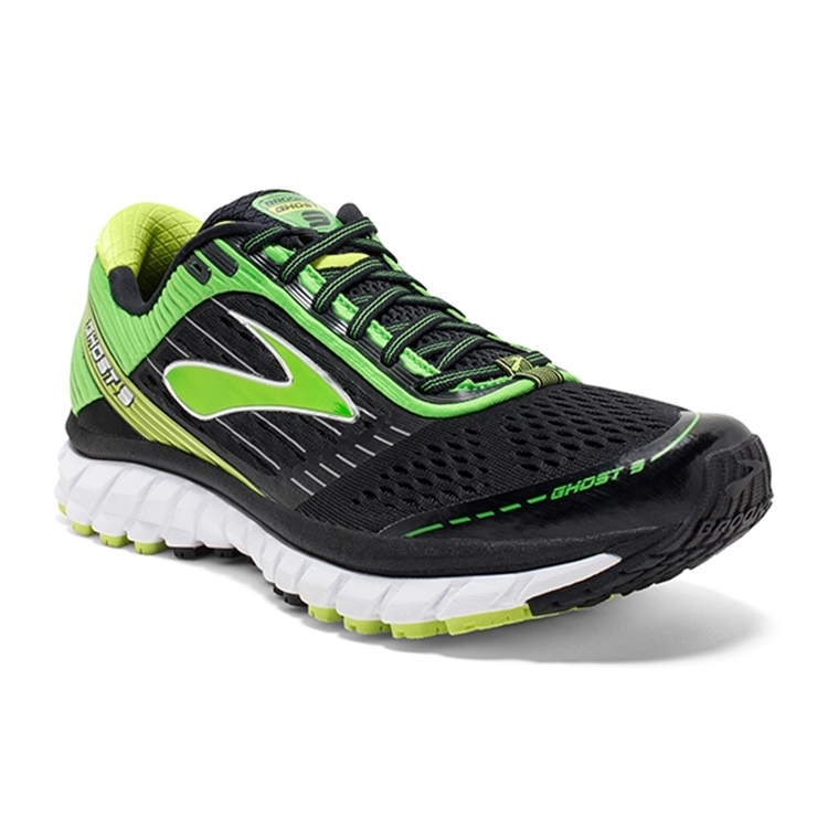 brooks Men's Ghost 9 Black / Green / Lime Punch