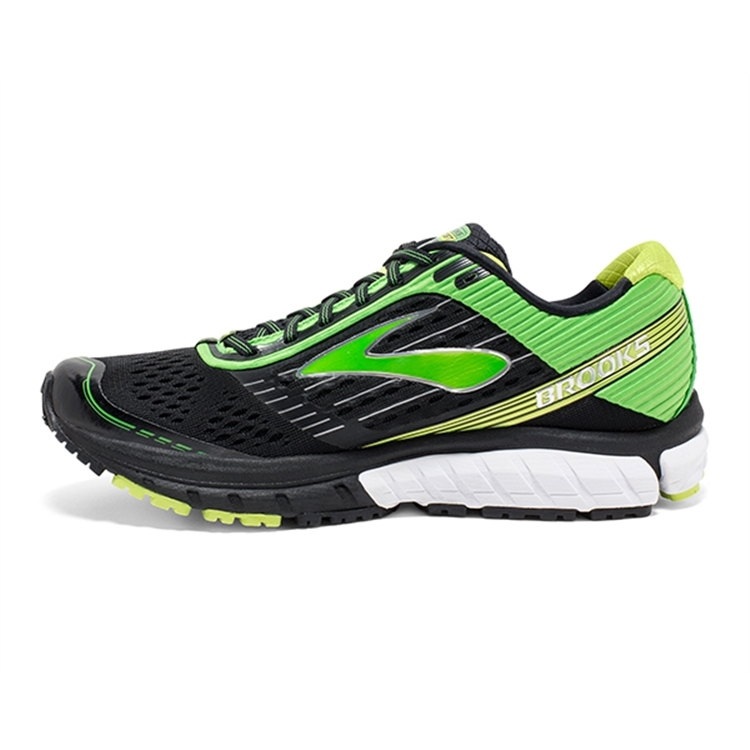 brooks Men\'s Ghost 9 Black / Green / Lime Punch