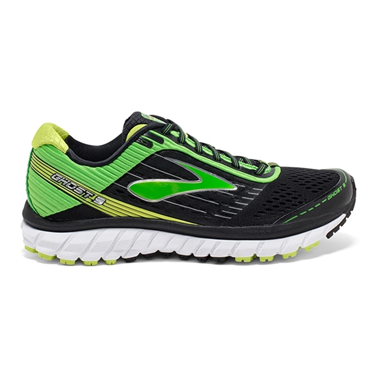 brooks Men\'s Ghost 9 Black / Green / Lime Punch