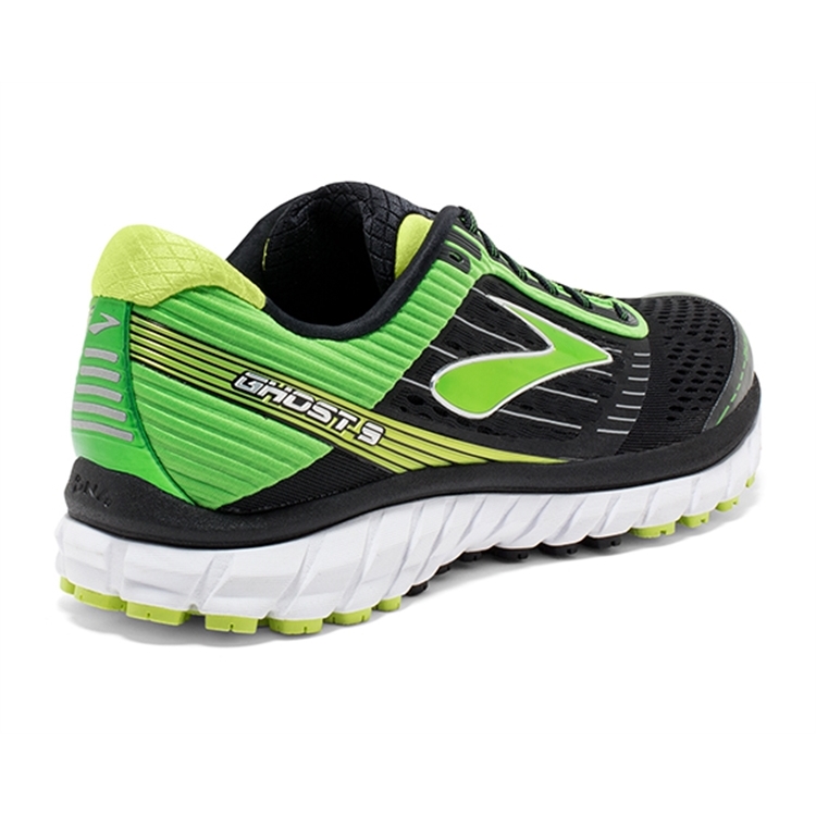 brooks Men\'s Ghost 9 Black / Green / Lime Punch