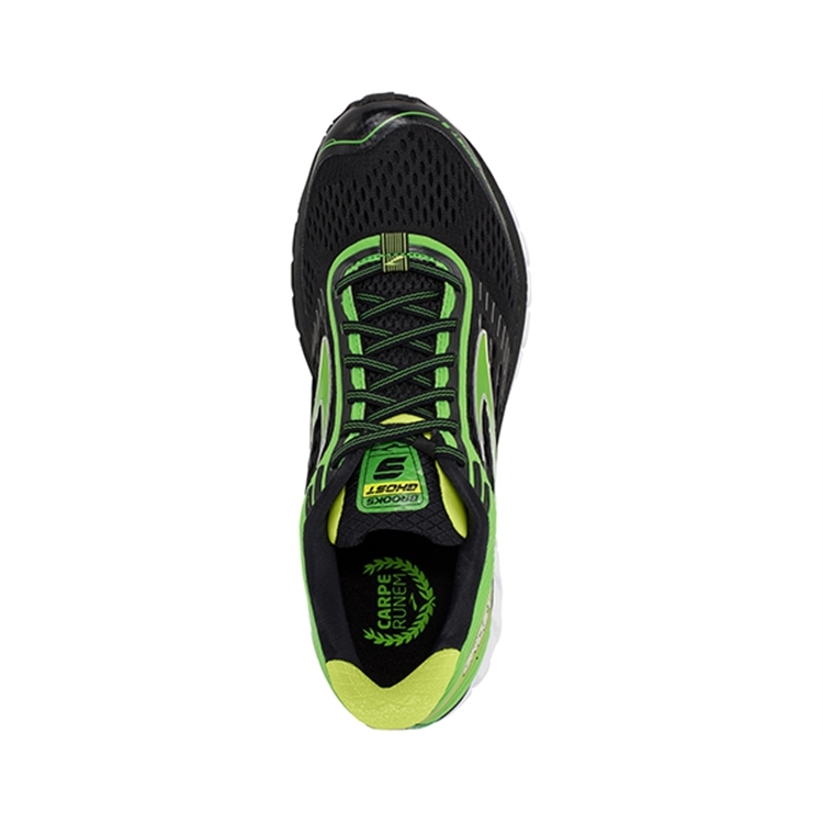 brooks Men\'s Ghost 9 Black / Green / Lime Punch