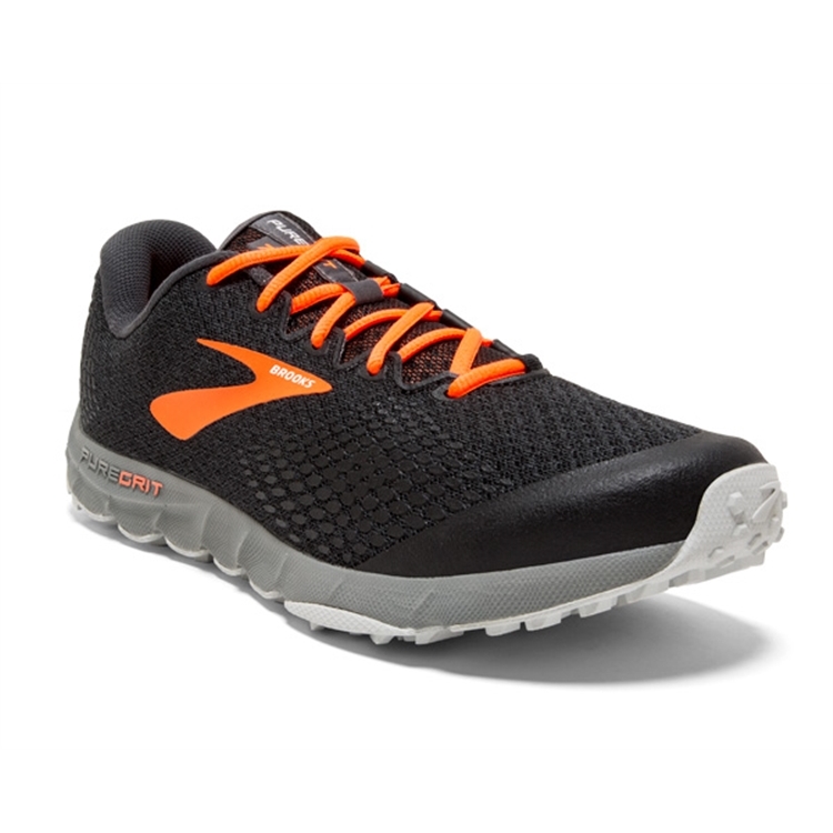 brooks Men\'s PureGrit 7 Black / Orange / Grey