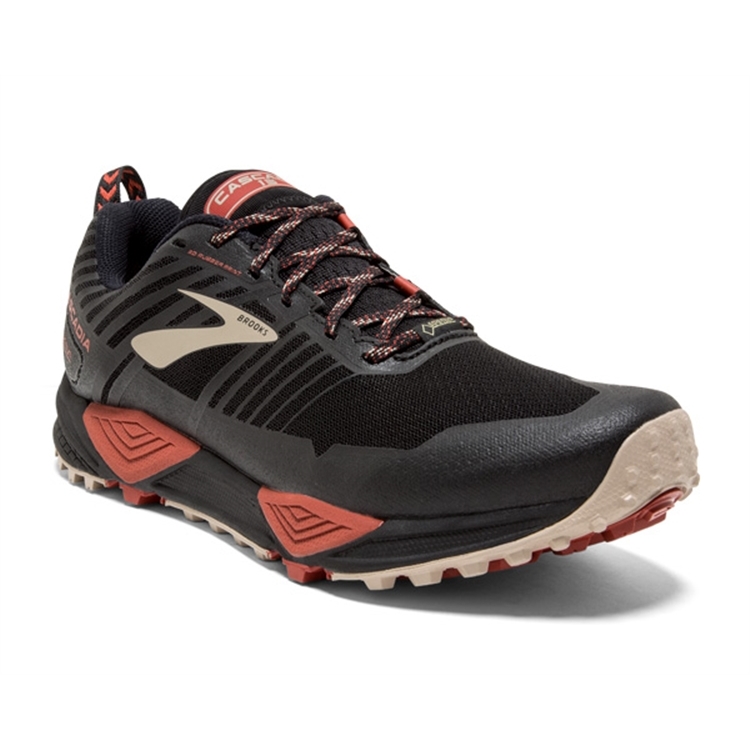 brooks Men\'s Cascadia GTX 13 Black / Red / Tan