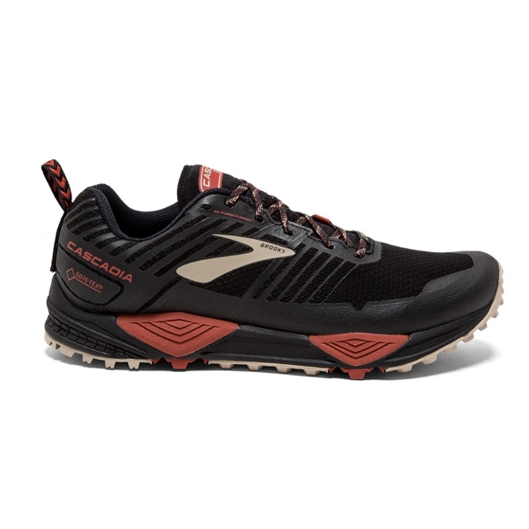 brooks Men\'s Cascadia GTX 13 Black / Red / Tan