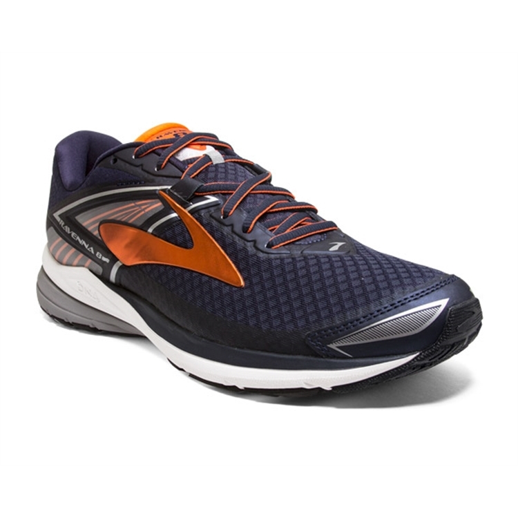 brooks Men\'s Ravenna 8 Navy / Orange / Silver